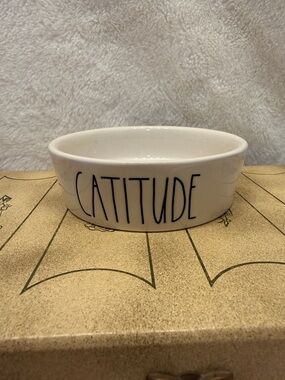 Rae Dunn White “Catitude” Ceramic Dish